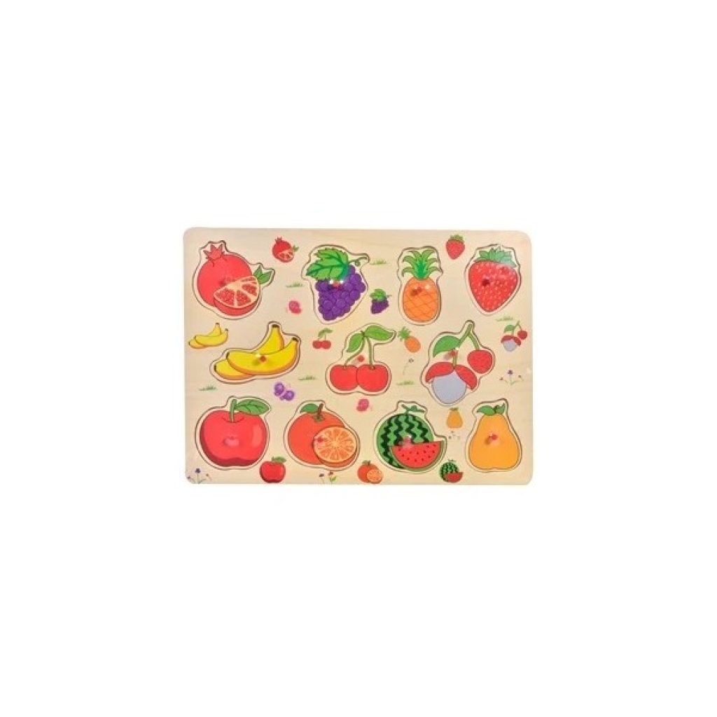 Puzzle din Lemn Fructe, 11 piese, 30x22 cm, multicolor