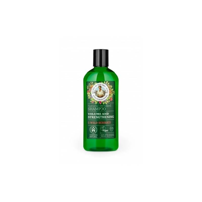 Sampon Natural pentru Volum si Intarirea firului de par cu 5 Fructe de Padure 260ml, Bunica Agafia
