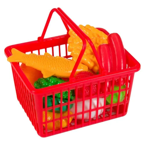 Set de Joacă Coș de Supermarket cu Alimente și Legume 18 Piese