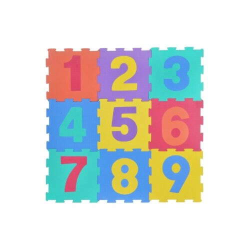 Set de 9 Bucăți Covor Puzzle cu Cifre pentru Copii, 31.5 x 31.5 cm