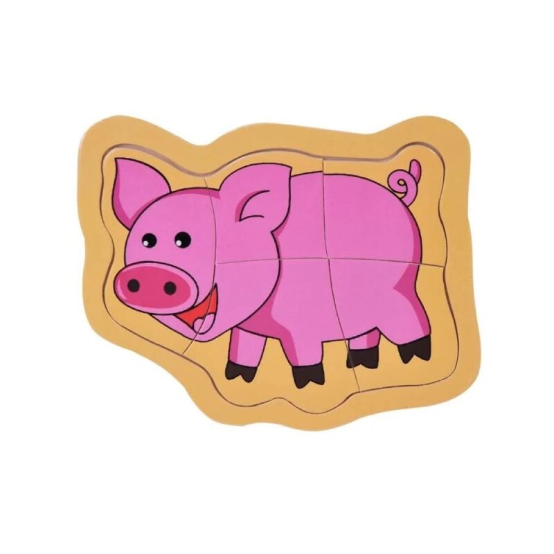Puzzle Purcel din Lemn, 5 piese, 11.5 x 15cm