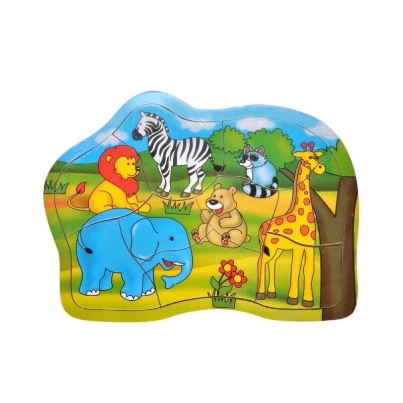 Puzzle Animale din Jungla, din Lemn, 9 piese, 23 x 17 cm