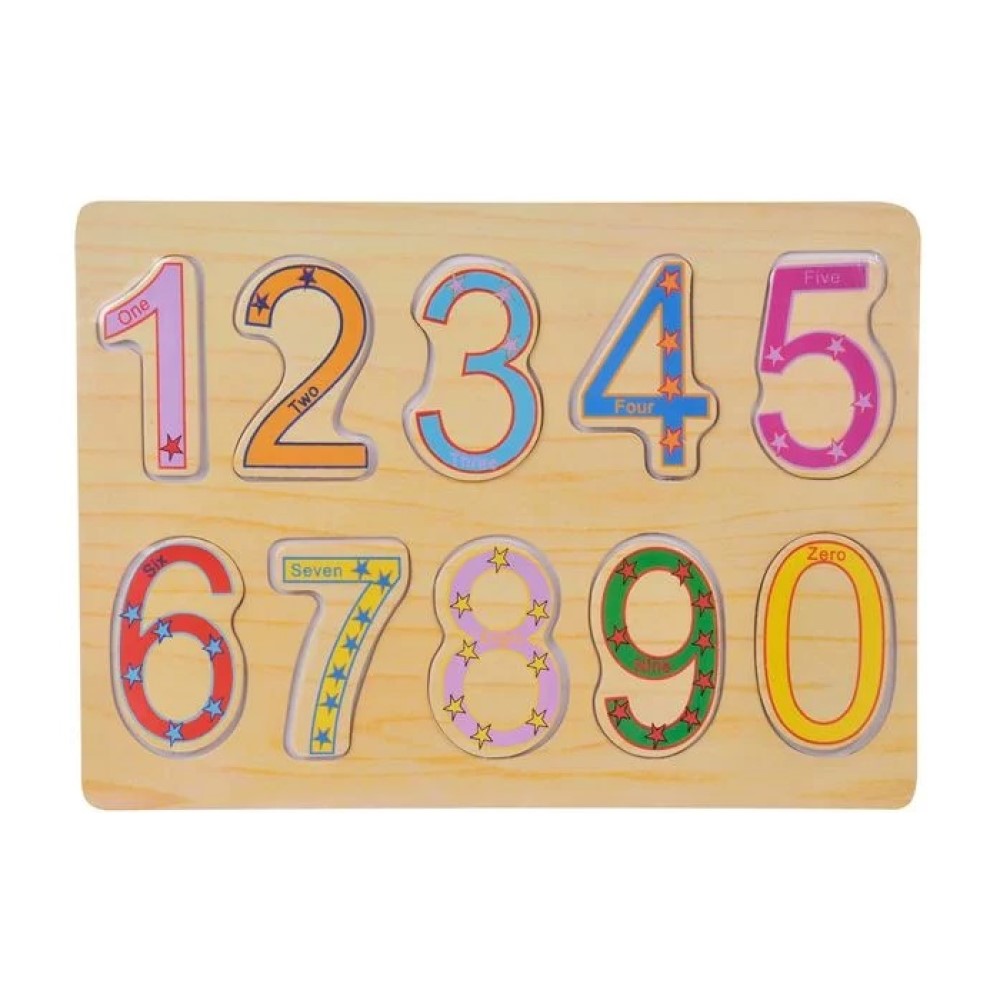 Puzzle cu Cifre, din Lemn, 10 piese, 29 x 21.5 cm