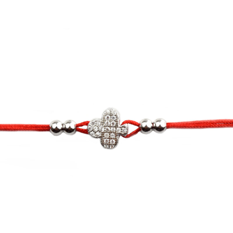 Bratara snur rosu cu pandant argint rodiat DA149