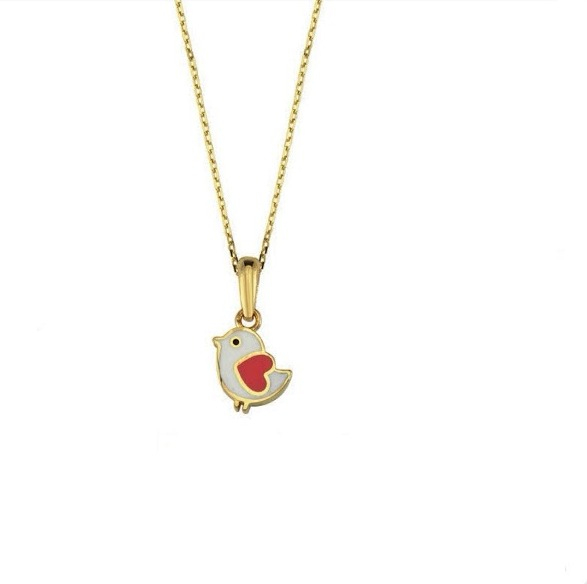 Colier aur galben 14k cu pandant pasare DA517