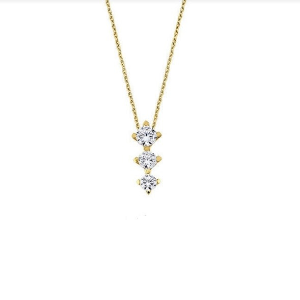 Colier aur galben 14k cu pandant trei zirconii DA513