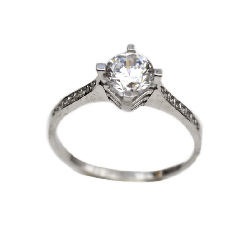 Inel aur alb logodna cu zirconia DA323