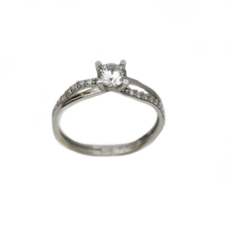 Inel aur alb logodna cu zirconia DA309