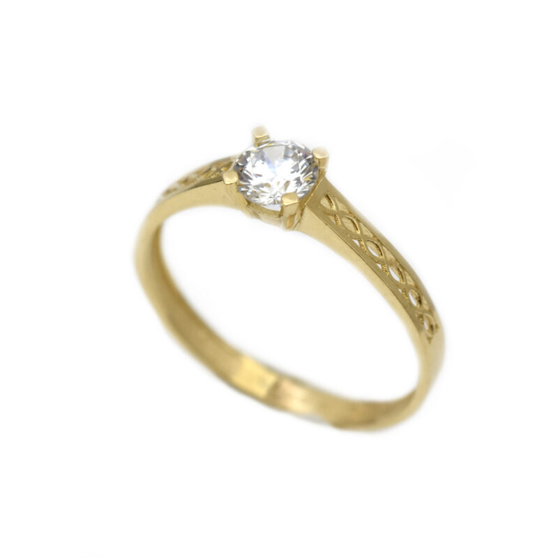 Inel aur galben logodna cu zirconia DA288