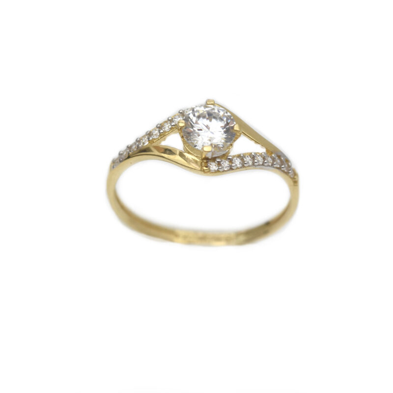 Inel aur galben logodna cu zirconia DA303