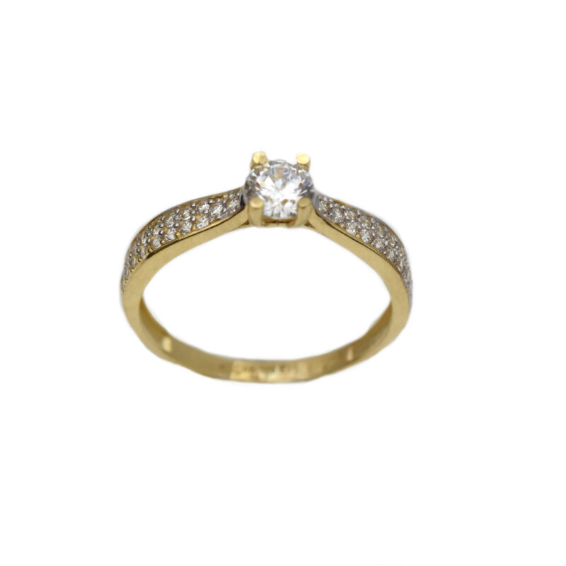 Inel aur galben logodna cu zirconia DA307