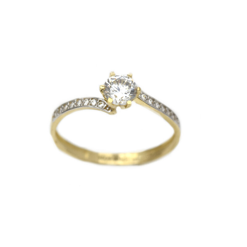 Inel aur galben logodna cu zirconia DA311