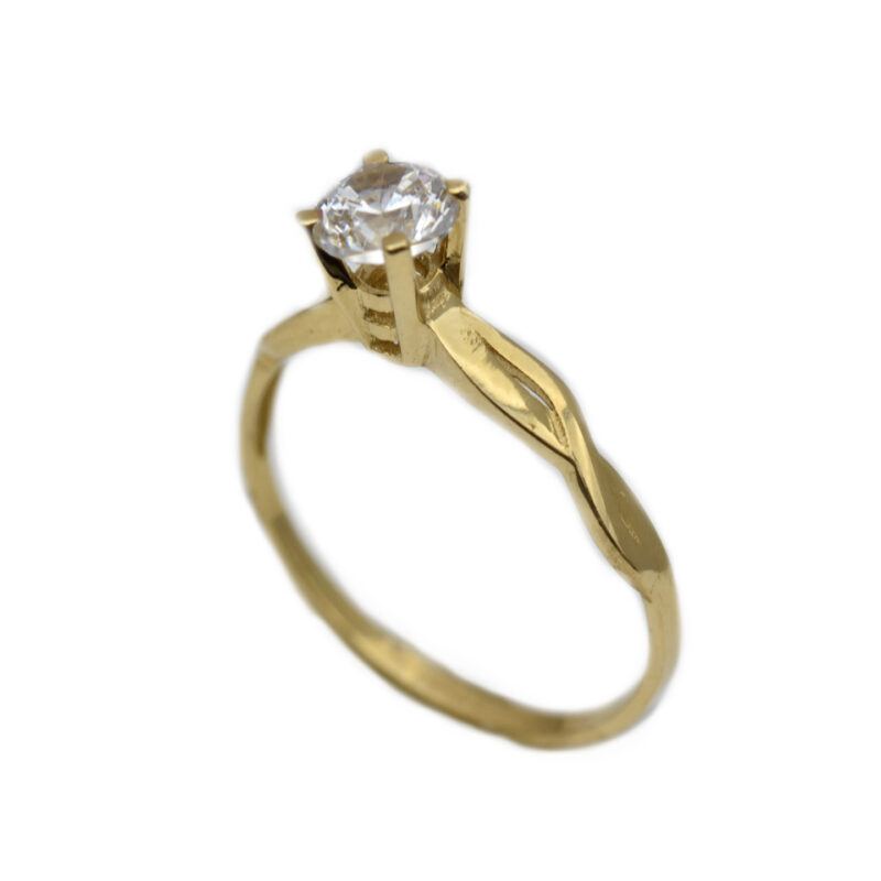 Inel aur galben logodna cu zirconia DA315