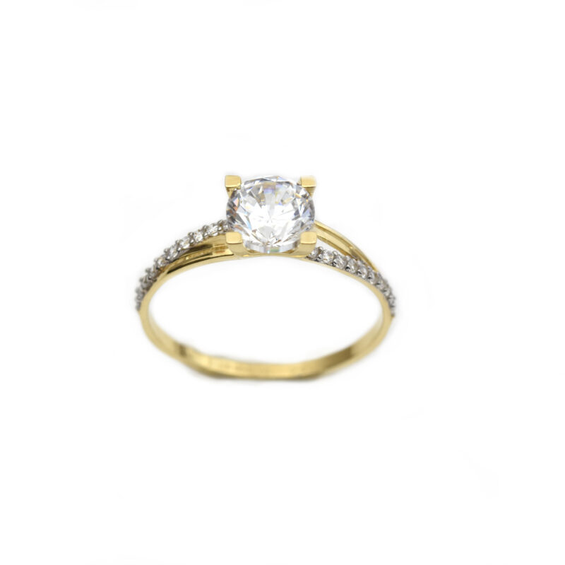 Inel de logodna aur galben cu zirconiu DA259