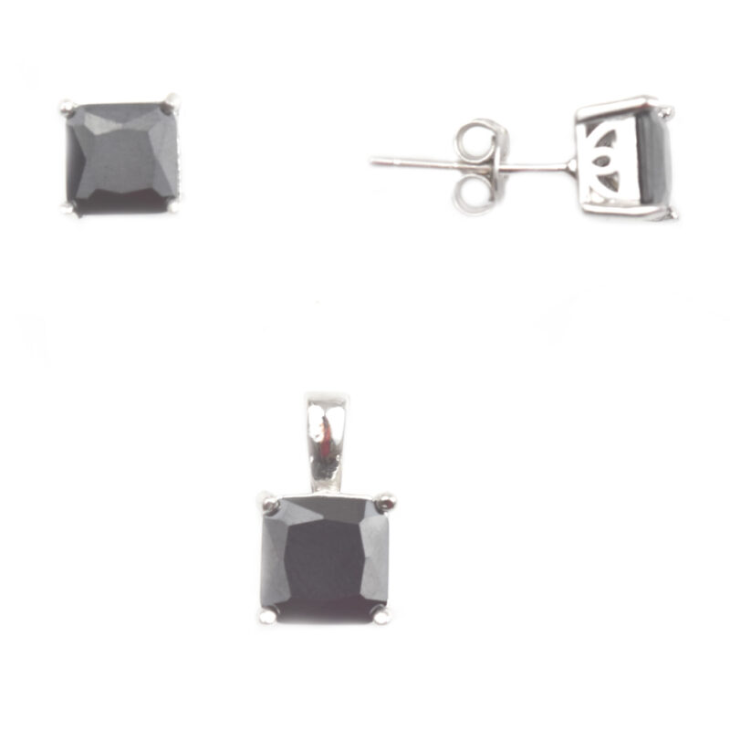 Set argint rodiat cu zirconia neagra DA82