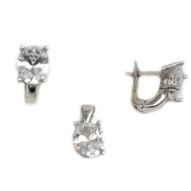 Set argint rodiat cu zirconia DA215