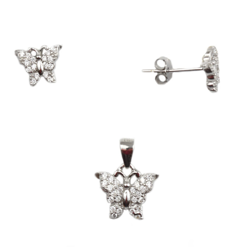 Set argint rodiat fluturasi mici DA84