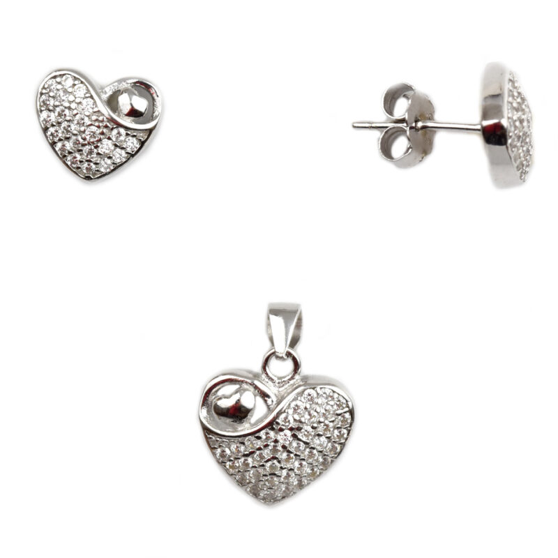 Set argint rodiat inimioare DA74