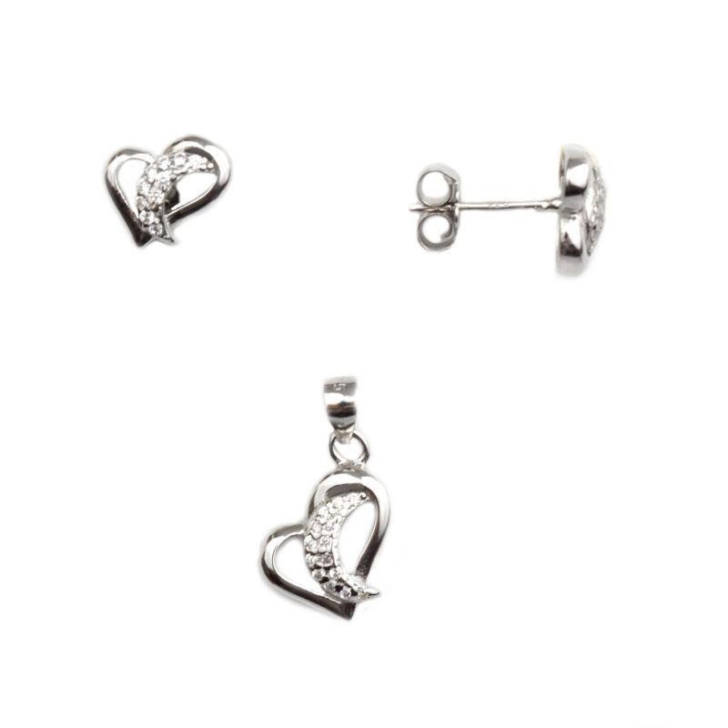 Set argint rodiat inimioare DA97