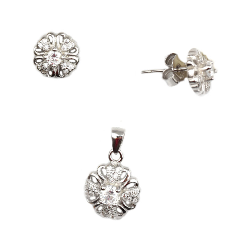 Set argint rodiat model floare DA67