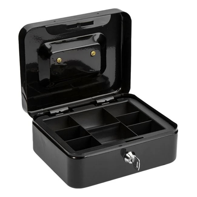 Cutie din Metal pentru Depozitarea Banilor, Neagra, 20x16x9cm