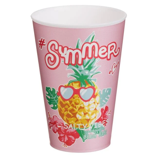 Pahar cu Model Ananas din Plastic Roz 400ml
