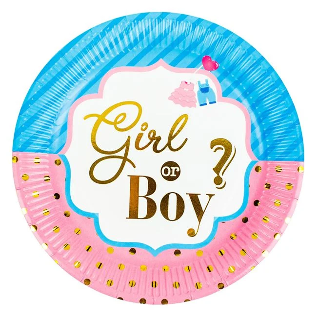 Farfurii Girl or Boy? din Carton pentru Petrecerea Bebelusului 23cm 6buc