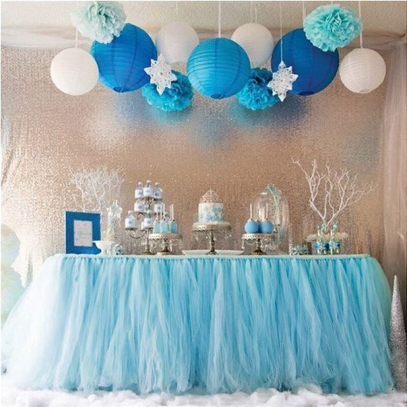 Material Decorativ Tul in Rola de Culoare Bleu 15mx10cm