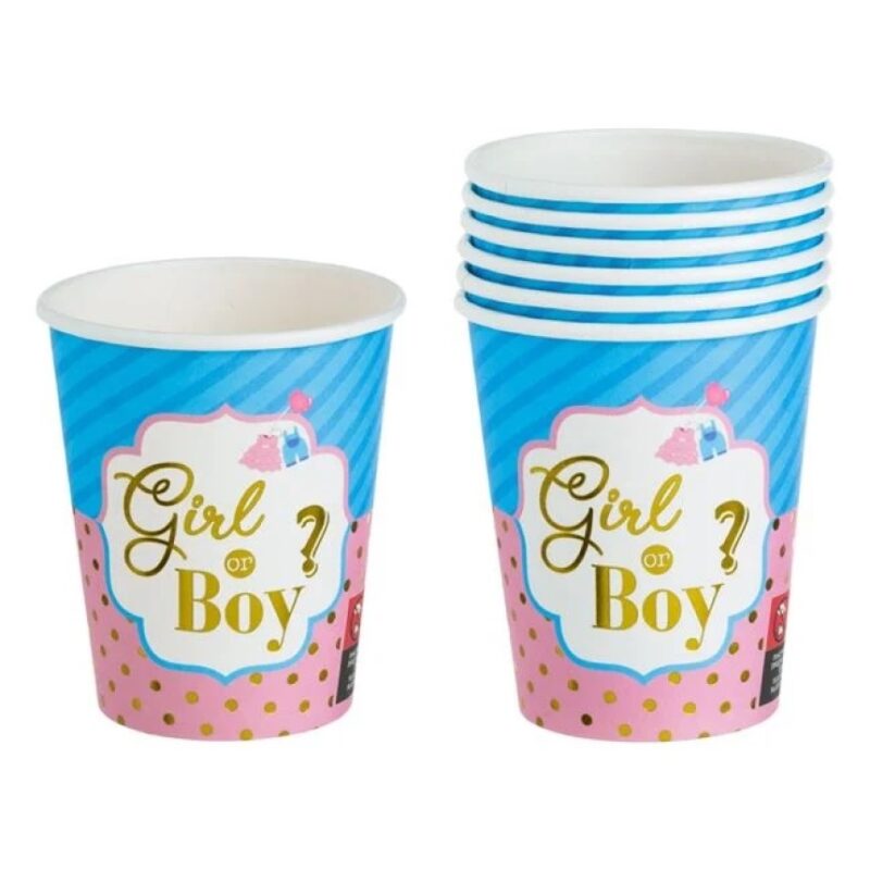 Pahare Girl or Boy? din Carton pentru Petrecerea Bebelusului, 240ml, 6buc