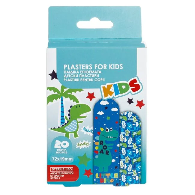 Plasturi pentru Copii, Sterile. Dinozauri, 20 bucati, 7.2x1.9cm