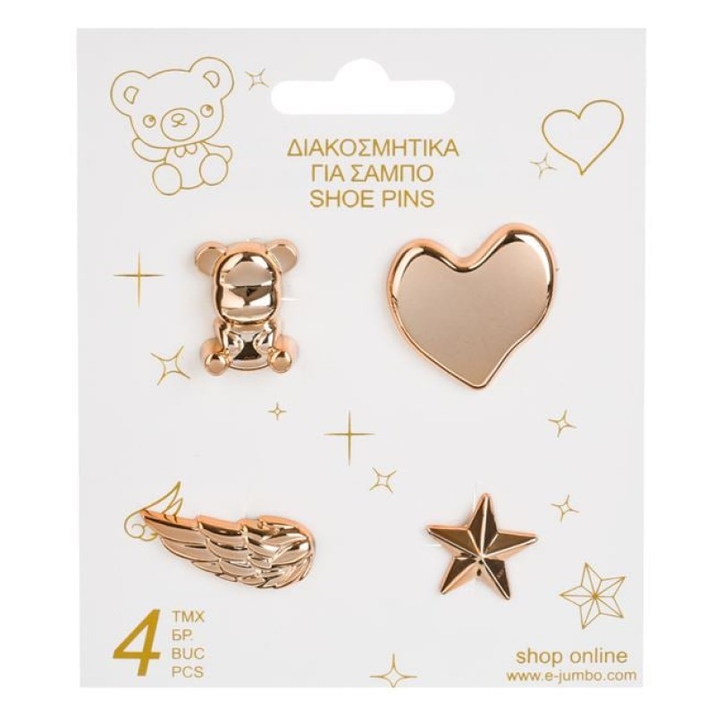 Accesorii Decorat Saboti, Modele Roz Auriu, 4 bucati - imagine 3