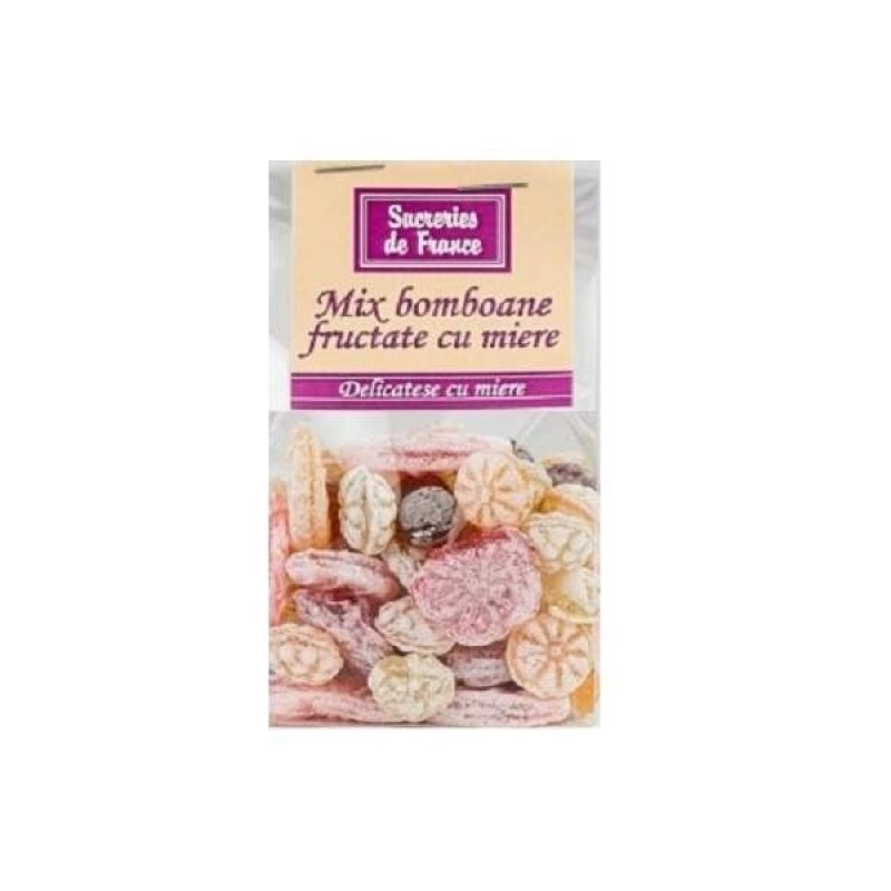 Bomboane cu Miere, Mix Fructate 100g, Apidava