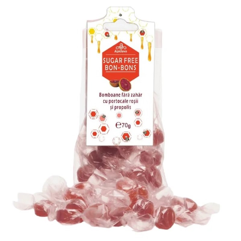 Bomboane fãrã Zahãr cu Propolis si Portocale Rosii 70 grame