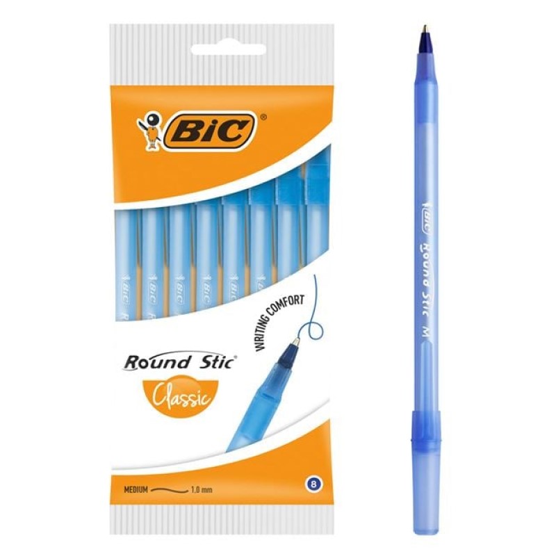 Set 8 Pixuri BIC Round cu Cerneală Albastră