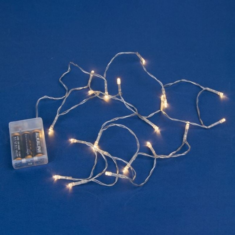 Instalatie Alb Cald de Lumini cu 20 Becuri LED cu Baterii 1.9m