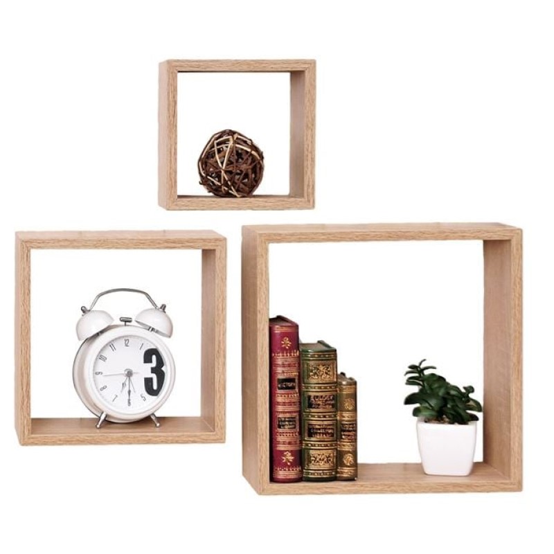 Rafturi Cub Suspendate de Perete din MDF 3buc