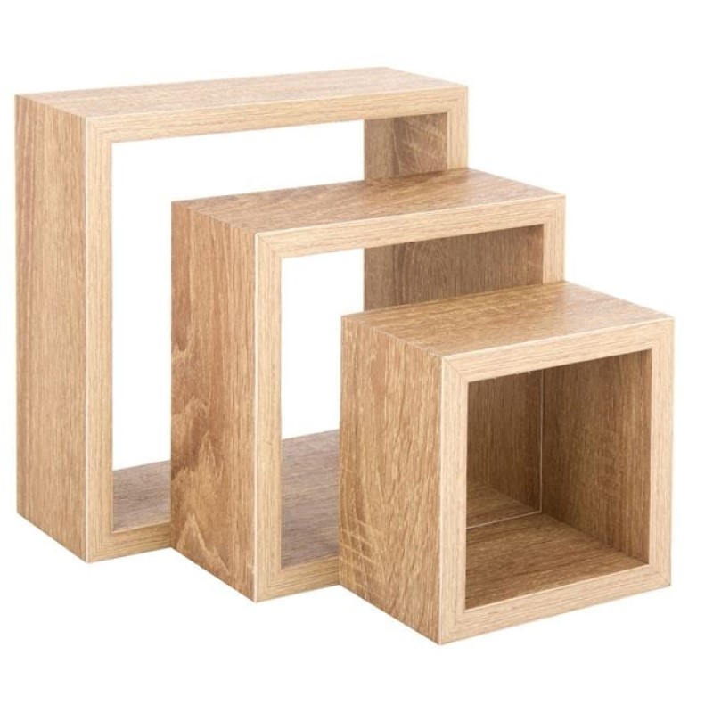 Rafturi Cub Suspendate de Perete din MDF 3buc
