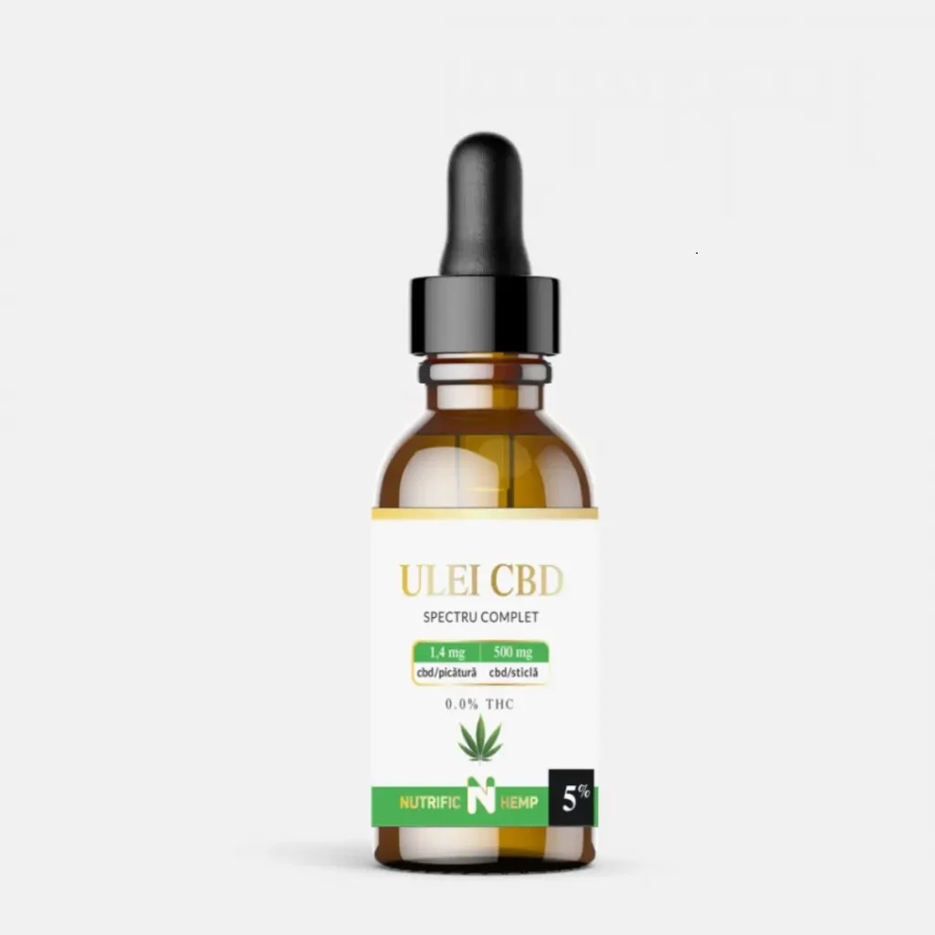Ulei CBD 5%, Spectru Complet, 500mg CBD/sticla, 10 ml, Nutrific