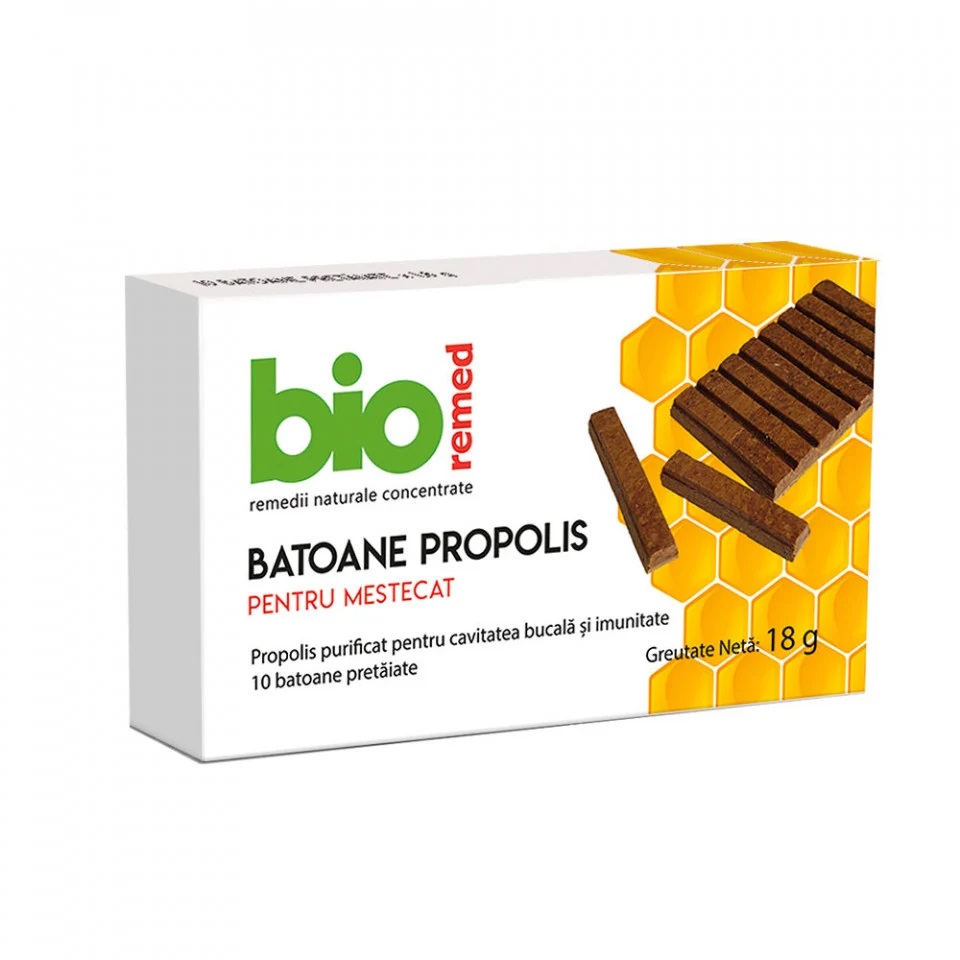 Batoane cu Propolis, 10 Batoane Masticabile, Bioremed, 10x1.80grame