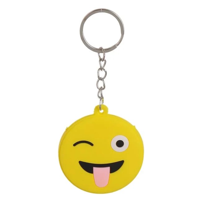 Breloc cu Husa pentru Cheie cu Model Emoji Galben 05cm