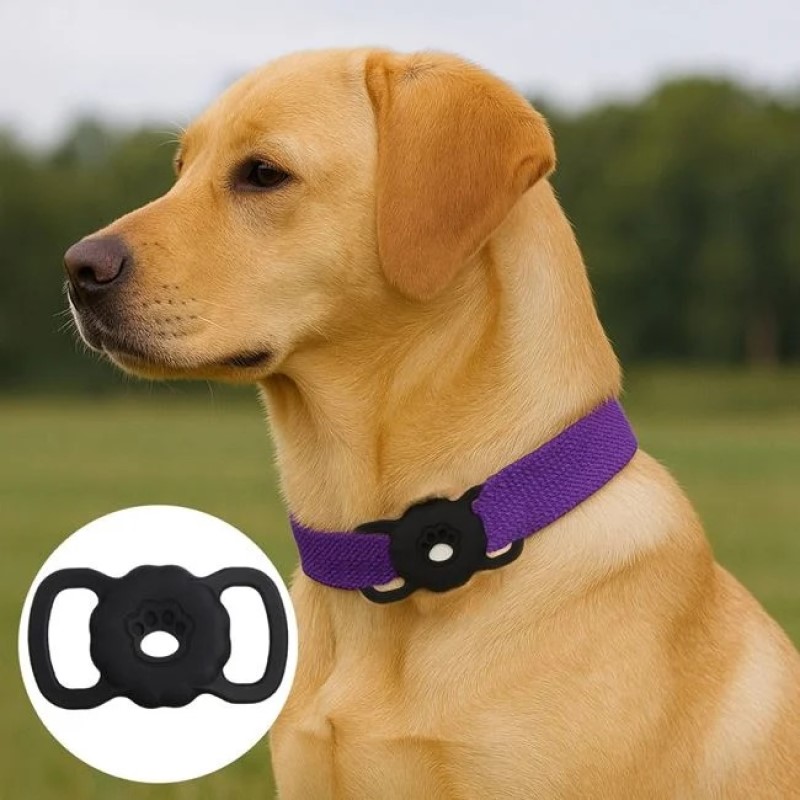 Husa din Silicon pentru Dispozitiv Tracker Pet Neagra 6,5×3,5cm