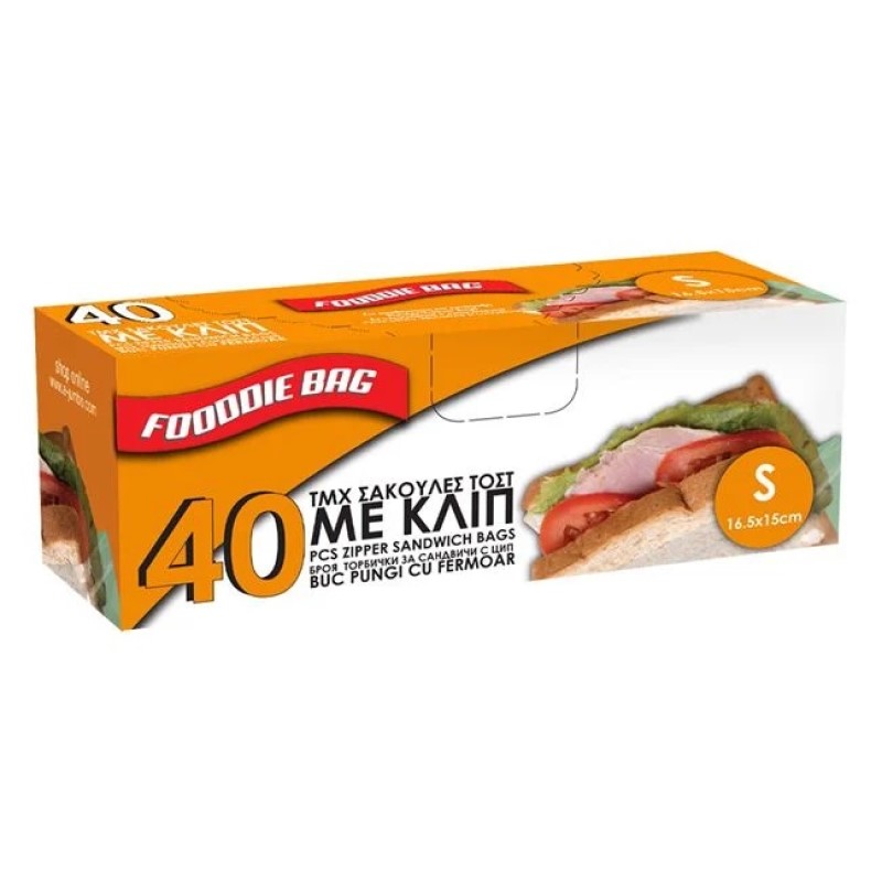 Pungi pentru Alimente cu Fermoar, Mici, 40 buc, 16.5x15cm