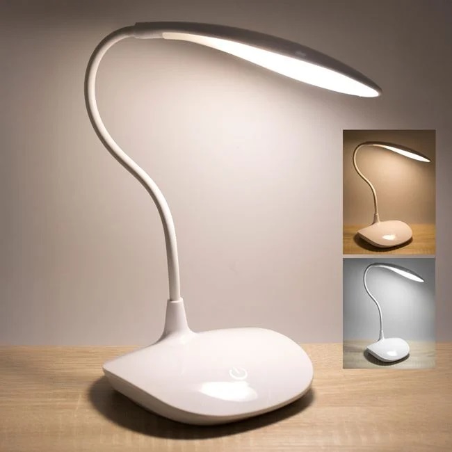 Lampa Birou de 3W Alba cu LED Functie Tactila si USB