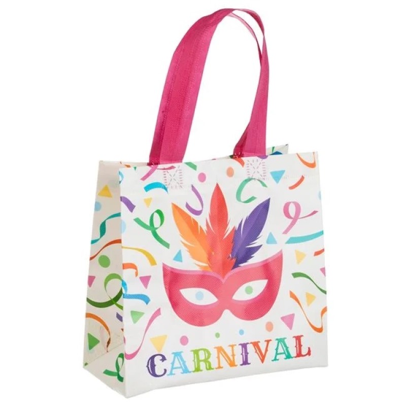 Punga de Cadou Multufunctionala din PP, in Culoare Ecru, Model Carnival, 11x10x21cm