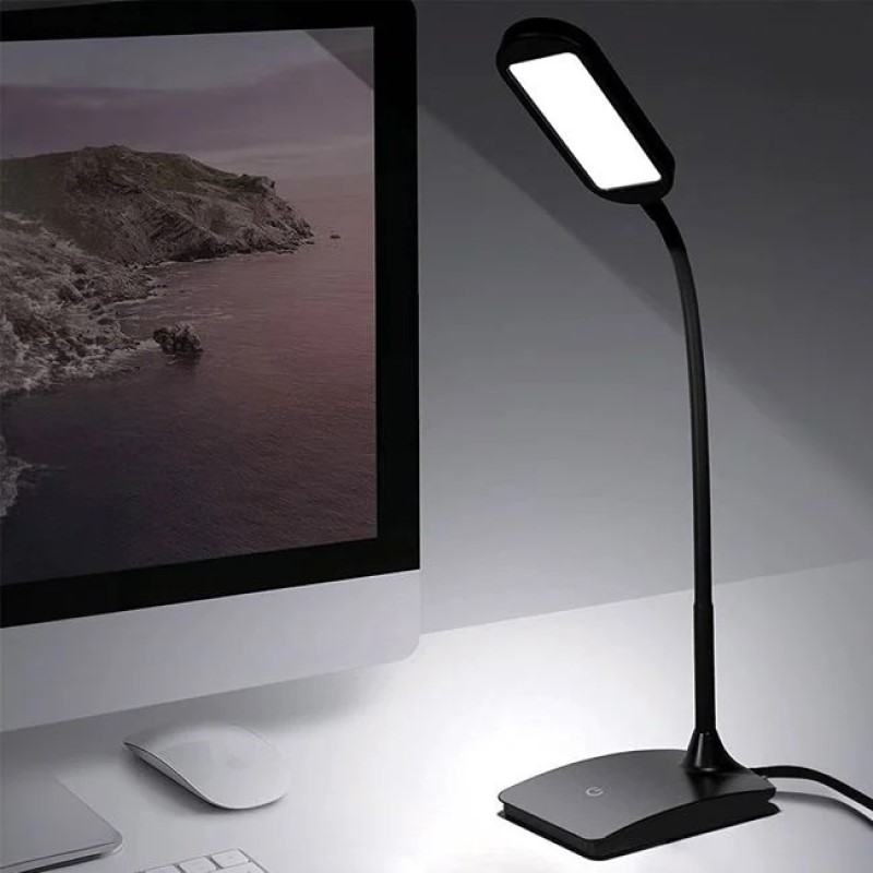 Lampa de Birou Neagra din ABS cu LED Functie Tactila si USB