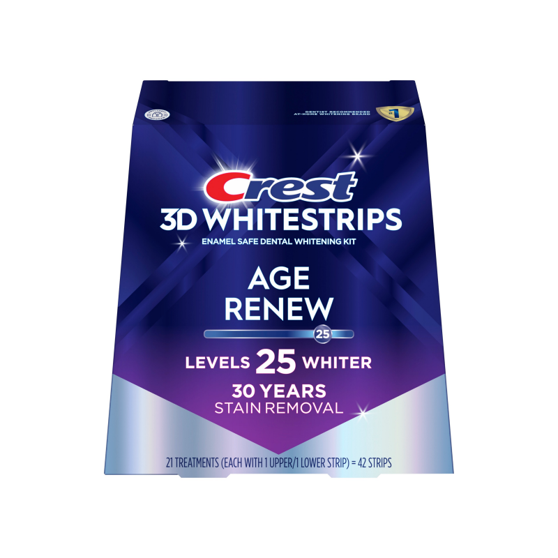 Set 21x Benzi Albirea Dintilor, Crest, 3D White, Age Renew, 14% Concentratie, Tratament 21 zile, 60 min, Nivel Albire 25