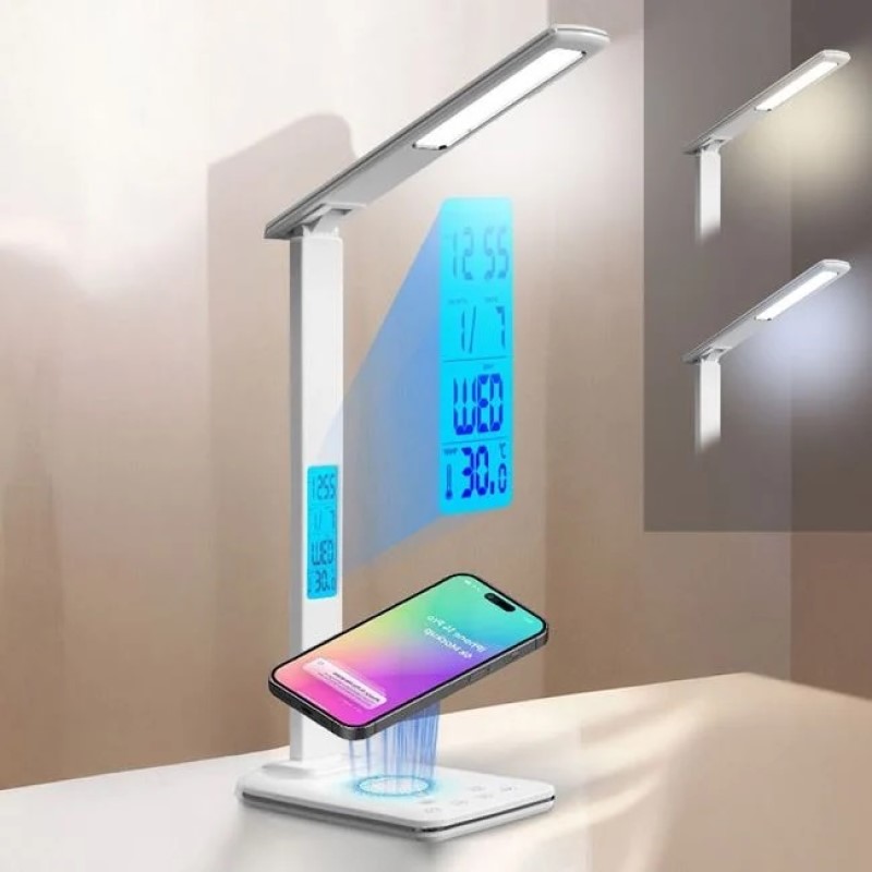 Lampa de Birou cu LED cu Suport LED pentru Telefonul Mobil si Ceas