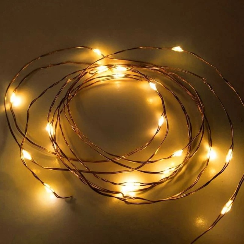 Instalatie Alb Cald de Lumini cu 20 Becuri LED Fairy Lights cu Baterii 2.25m - imagine 2