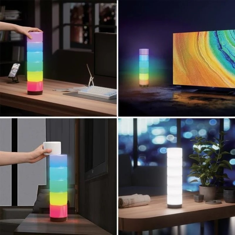 Lampa Party LED RGB cu USB 6 Piese Detasabile Rotunde 10x6.4cm - imagine 3