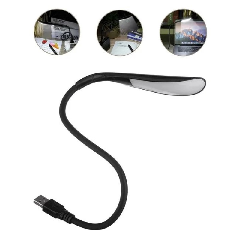 Lampa de Citit cu LED Alb si Dimmer Flexibila Neagra 44x2.3cm